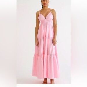 Jcrew Oahu V-neck tiered dress in pink, NWT, size M